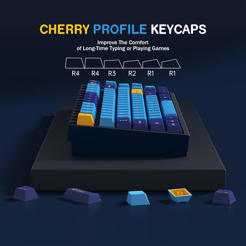 KBDiy Nautilus PBT Double Shot Keycap Set,176 Keys Blue Purple Custom Key Cap Keycaps 60 Percent Cherry Profile Keycaps for 61/64/68/84/87/100/104/108 Mechanical Keyboard - Image 3
